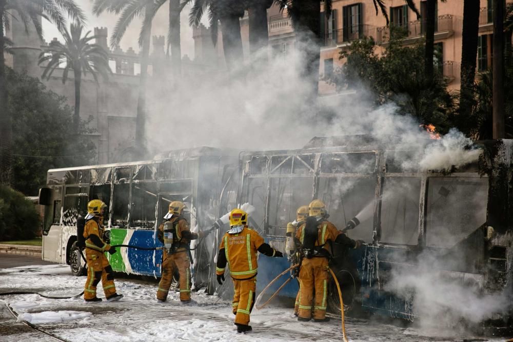 Se incendia un autobús de la EMT en pleno Paseo Sagrera de Palma