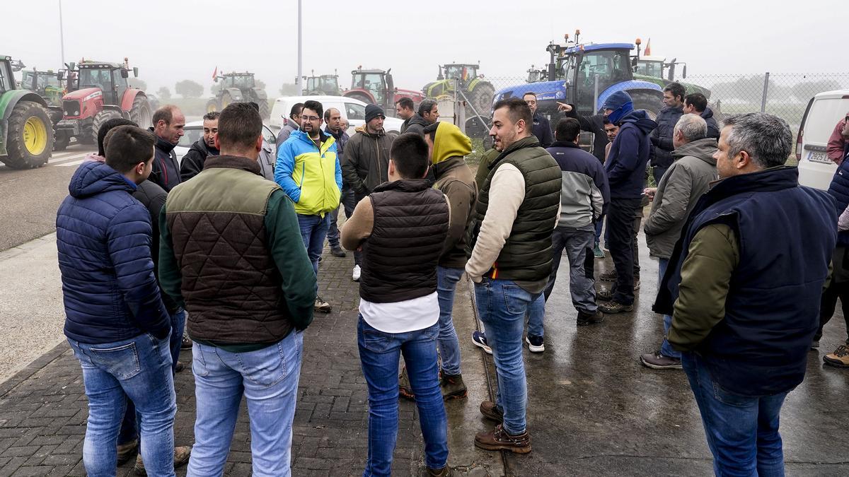 Protesta de agricultores de la provincia de Valladolid con tractores se han concentrado en el Polígono Industrial de Tordesillas