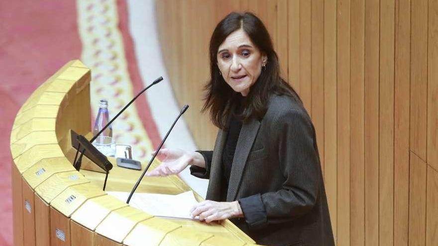 La conselleira de Educación, Carmen Pomar, ayer en el Parlamento gallego. // FdV