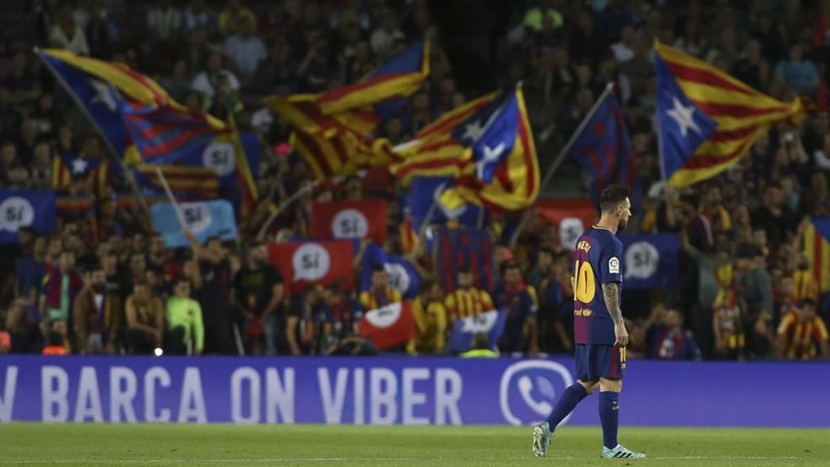 La grada del Camp Nou en el partido contra el Eibar