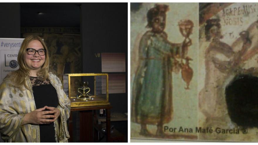 Ana Mafé, en la izquierda, sostiene que las figuras son de mujer por la vestimenta