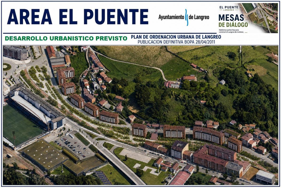 Infografía del desarrollo del barrio de El Puente, en Langreo, en el plan urbanístico de 2011