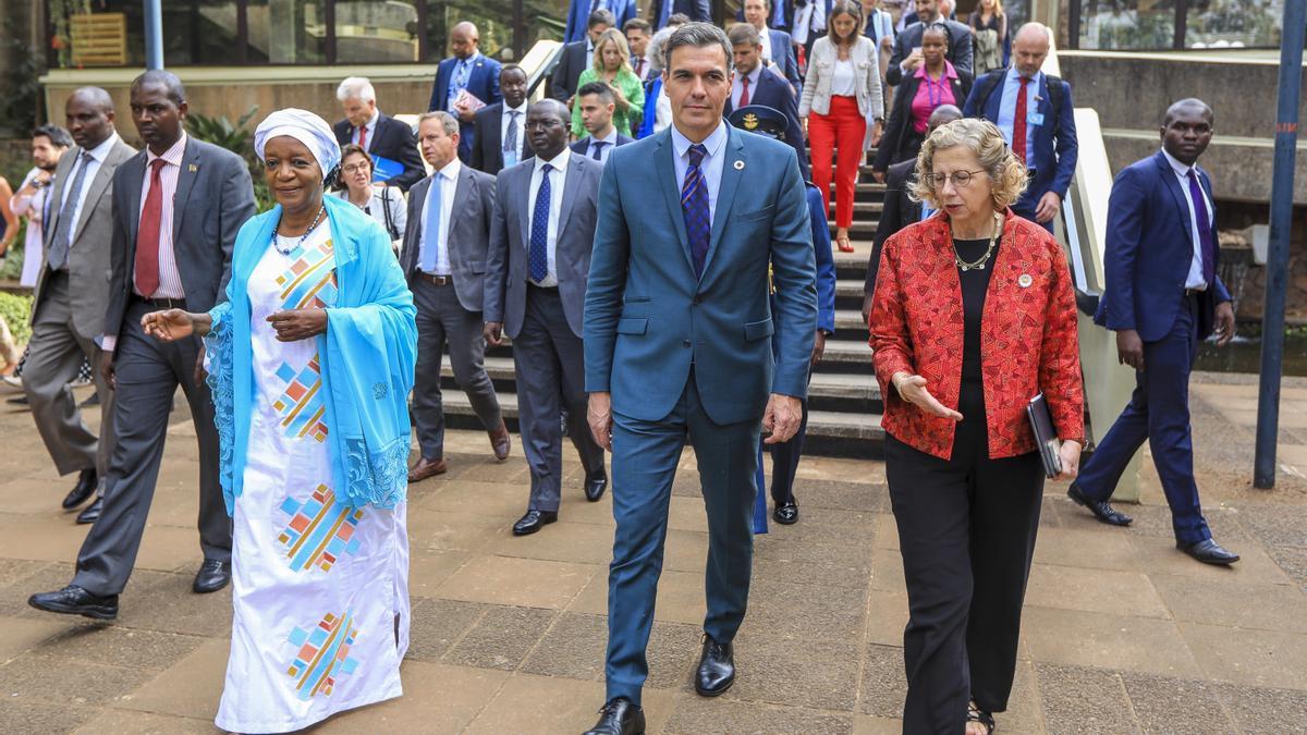 El presidente del Gobierno, este miércoles, durante su viaje a Nairobi.
