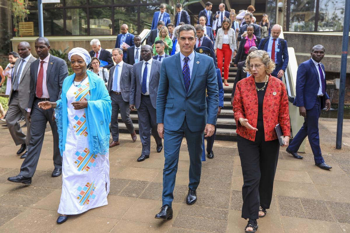 El presidente del Gobierno, este miércoles, durante su viaje a Nairobi.