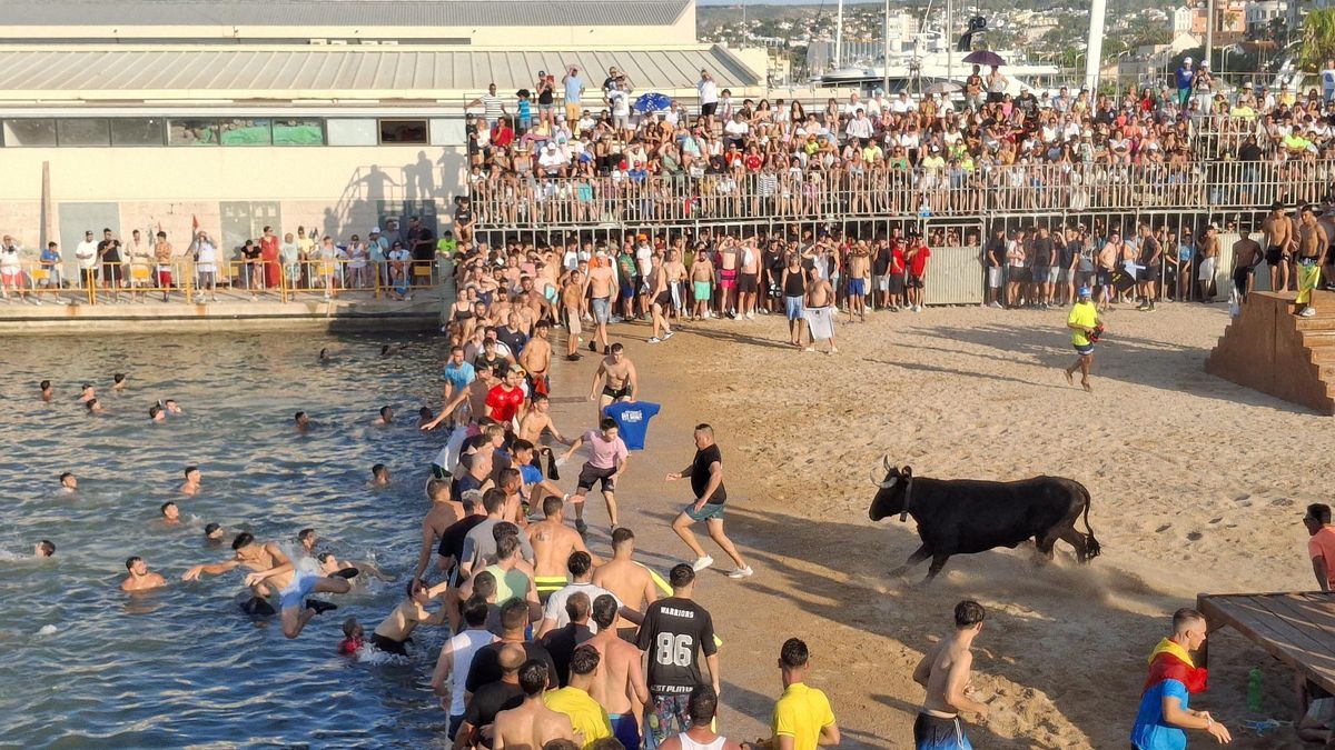Imagen del pasado sábado de la primera tarde de "bous a la mar"