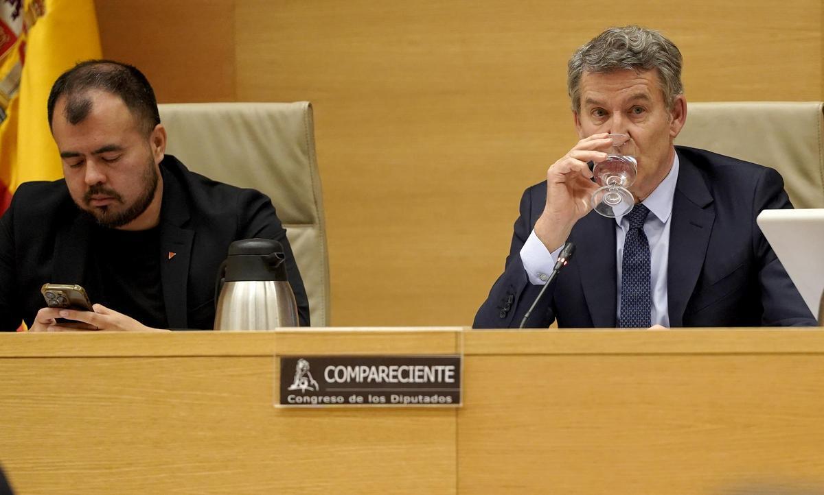 Alberto Núñez Feijóo, durante su comparecencia en la comisión de investigación de la Dana en Valencia, en el Congreso de los Diputados.