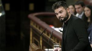 El dirigente de ERC Gabriel Rufián, en la tribuna del Congreso.