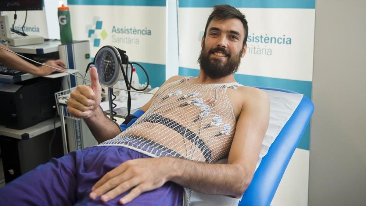 Pierre Oriola, en la revisión médica del Barcelona