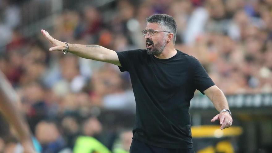 Gattuso durante el Valencia-Barça