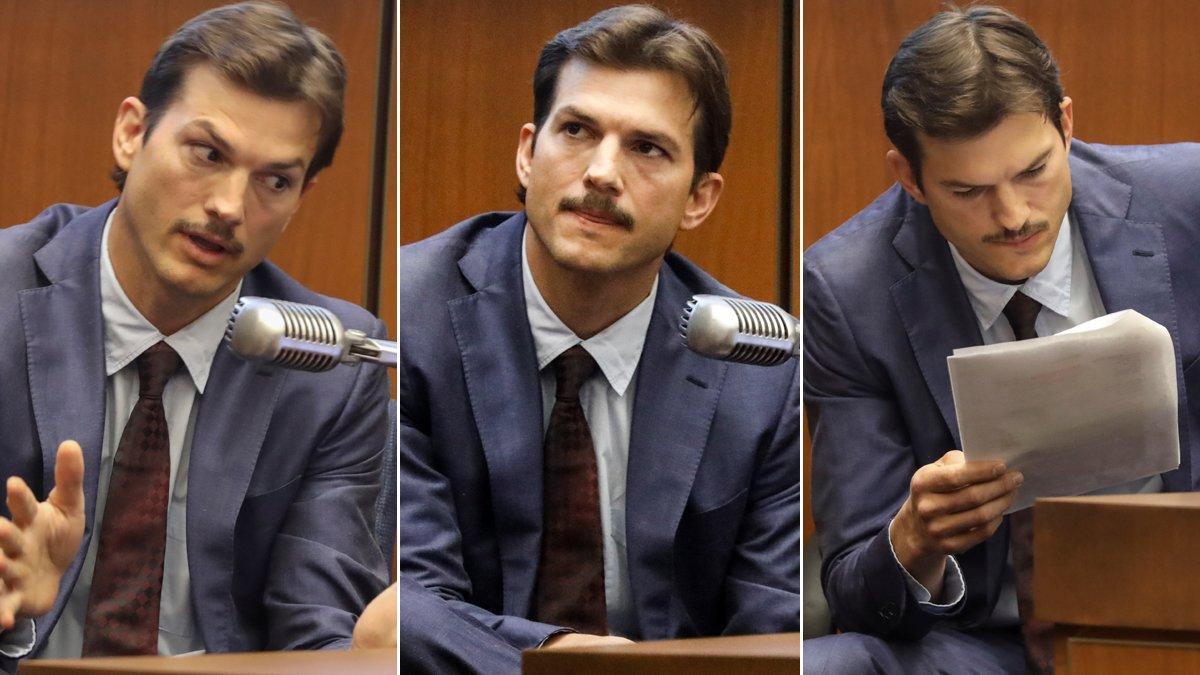 Ashton Kutcher, en varios momentos del juicio que se celebra en Los Ángeles contra el 'destripador de Hollywood'.