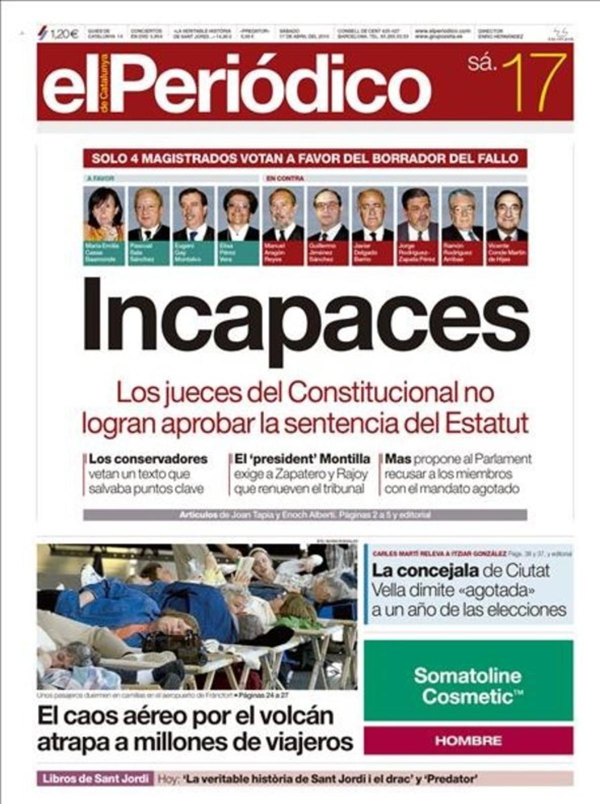 Portada del 17 de abril del 2010.