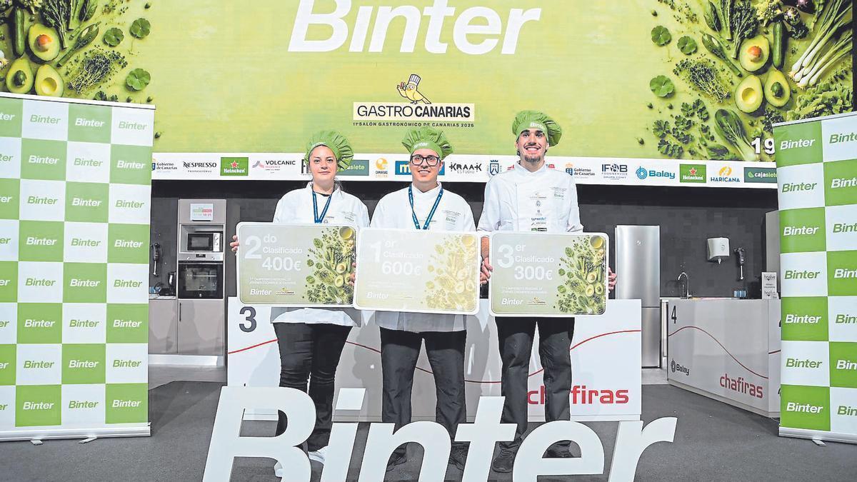 Podio del 11º Campeonato de Canarias de Jóvenes Cocineros y Cocineras Gran Premio Binter La Cocina en Verde