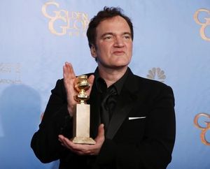 El director Quentin Tarantino, amb el premi al millor guió per ’Django desencadenado’.