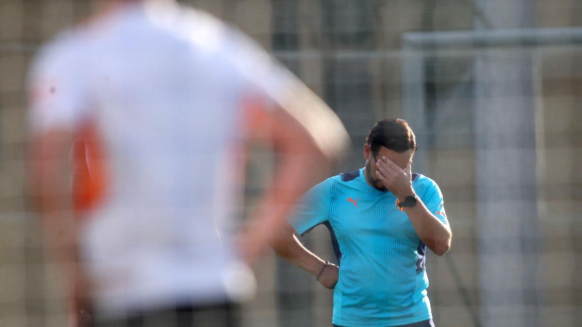 Bordalás, durante la pretemporada en Oliva