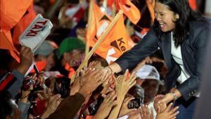 Keiko Fujimori, candidata a la presidencia de Perú, en el mitin de cierre de campaña en Lima.