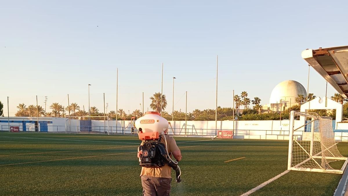 El Patronato de Deportes ha fumigado las instalaciones del Javier Marquina del Grau.