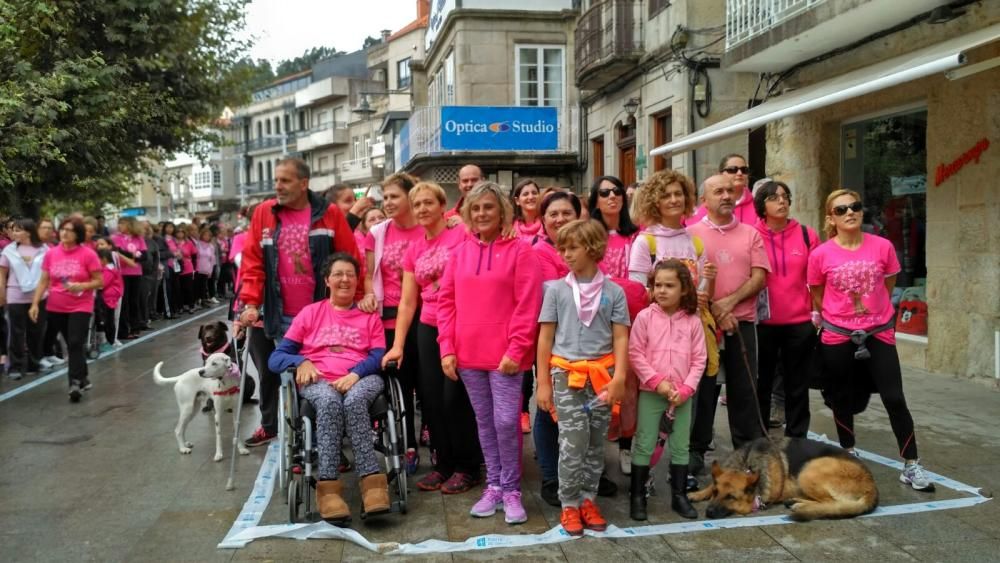 Ana Romero, en silla, con miembros de la marcha que llegó desde Bueu.