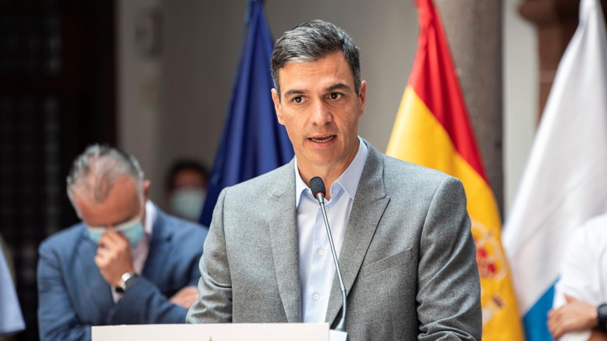 El presidente del Gobierno de España, Pedro Sánchez, durante la rueda de prensa.