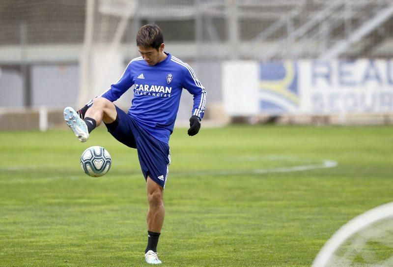 Entrenamiento del Real Zaragoza antes del partido contra la SD Huesca