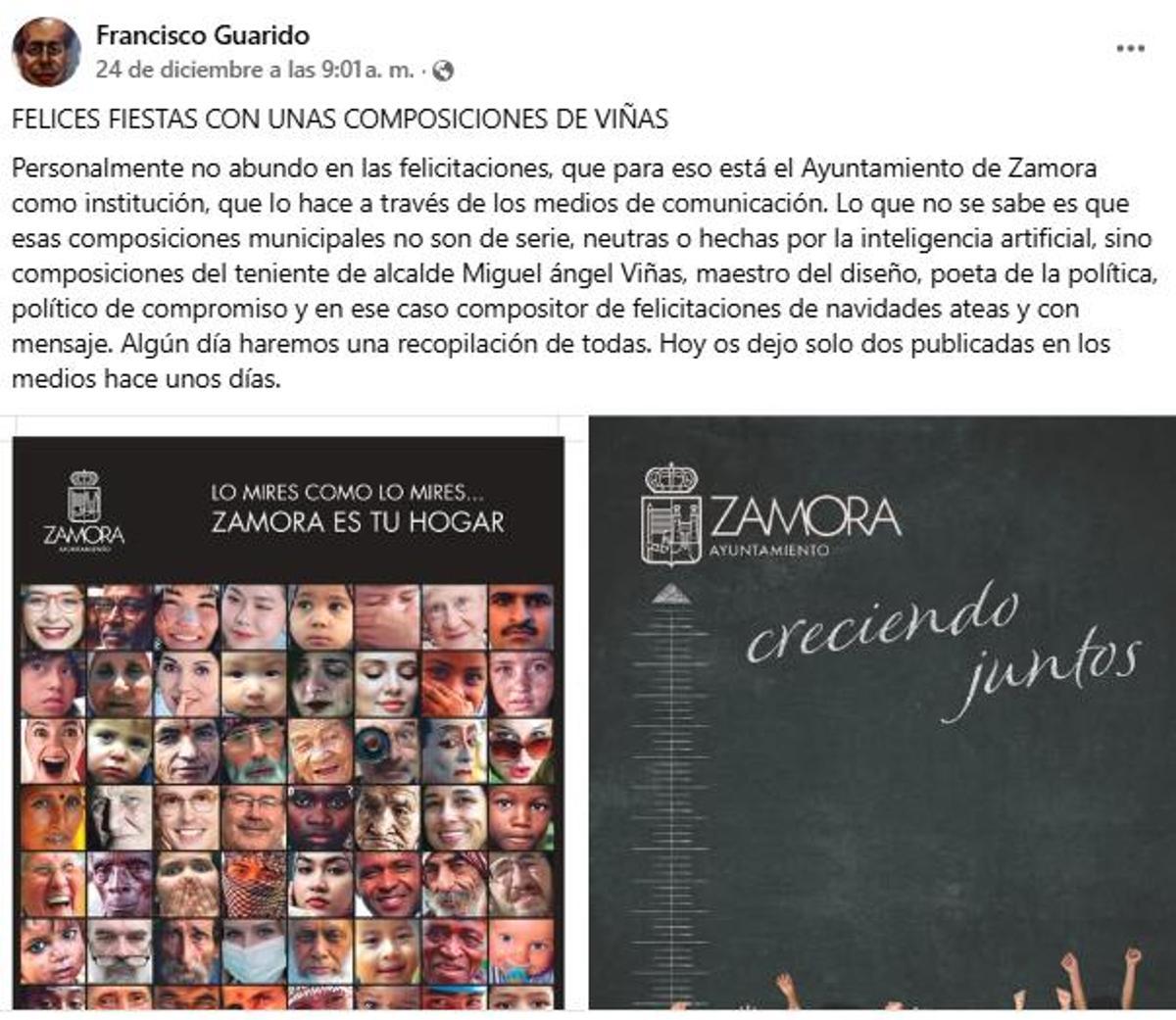 Post de Guarido en sus redes sociales.