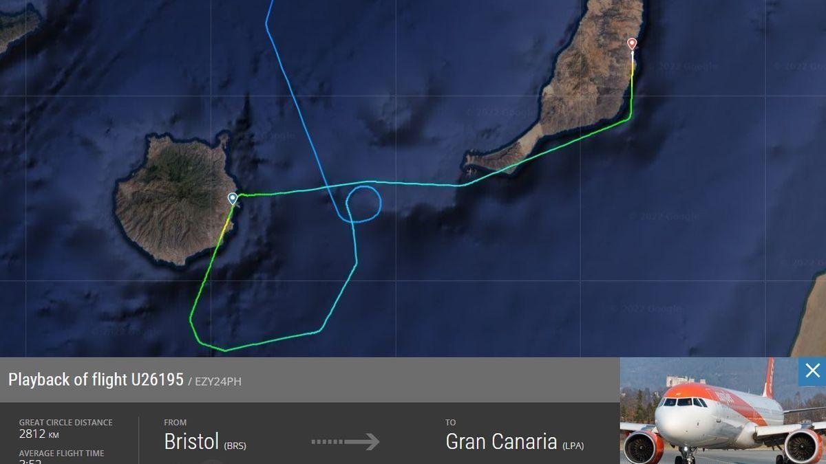 Trayectoria que realizó el avión que solicitó emergencia por la tormenta &#039;Hermine&#039;.