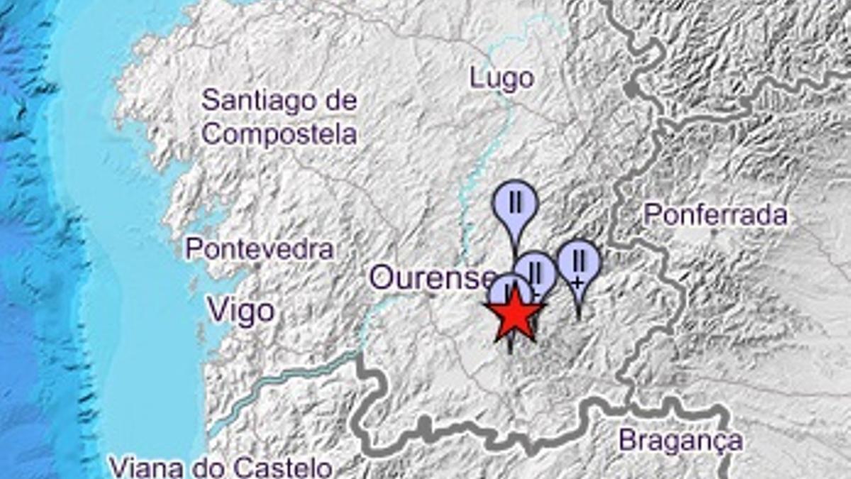 Mapa del IGN con las localidades en las que se percibió el terremoto.