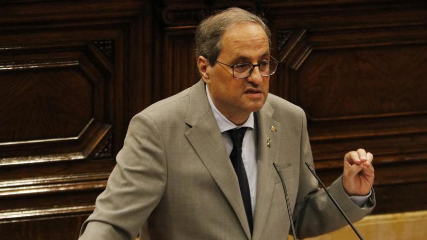 el president del Govern, Quim Torra, intervenint durant el ple monogràfic sobre la covid-19