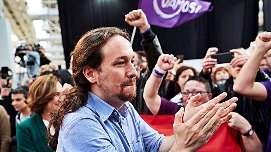 Pablo Iglesias en un míting celebrat ahir a la tarda a l&#039;Hospitalet de Llobregat