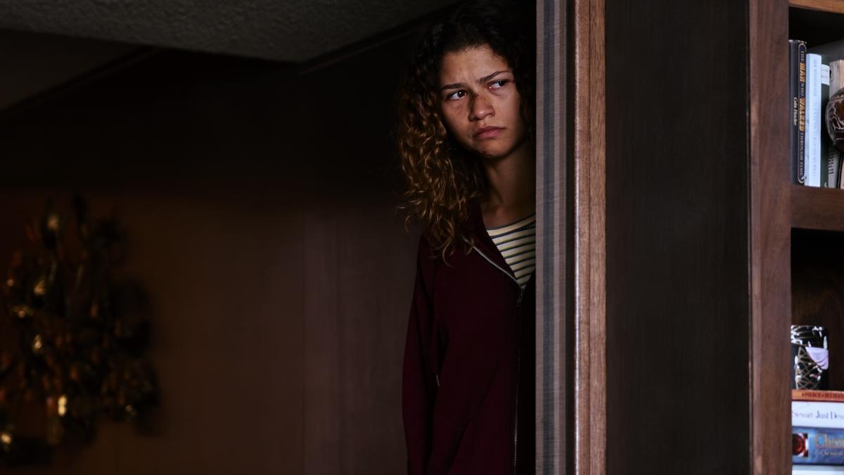 Zendaya (Rue) en una imagen del episodio final de Euphoria