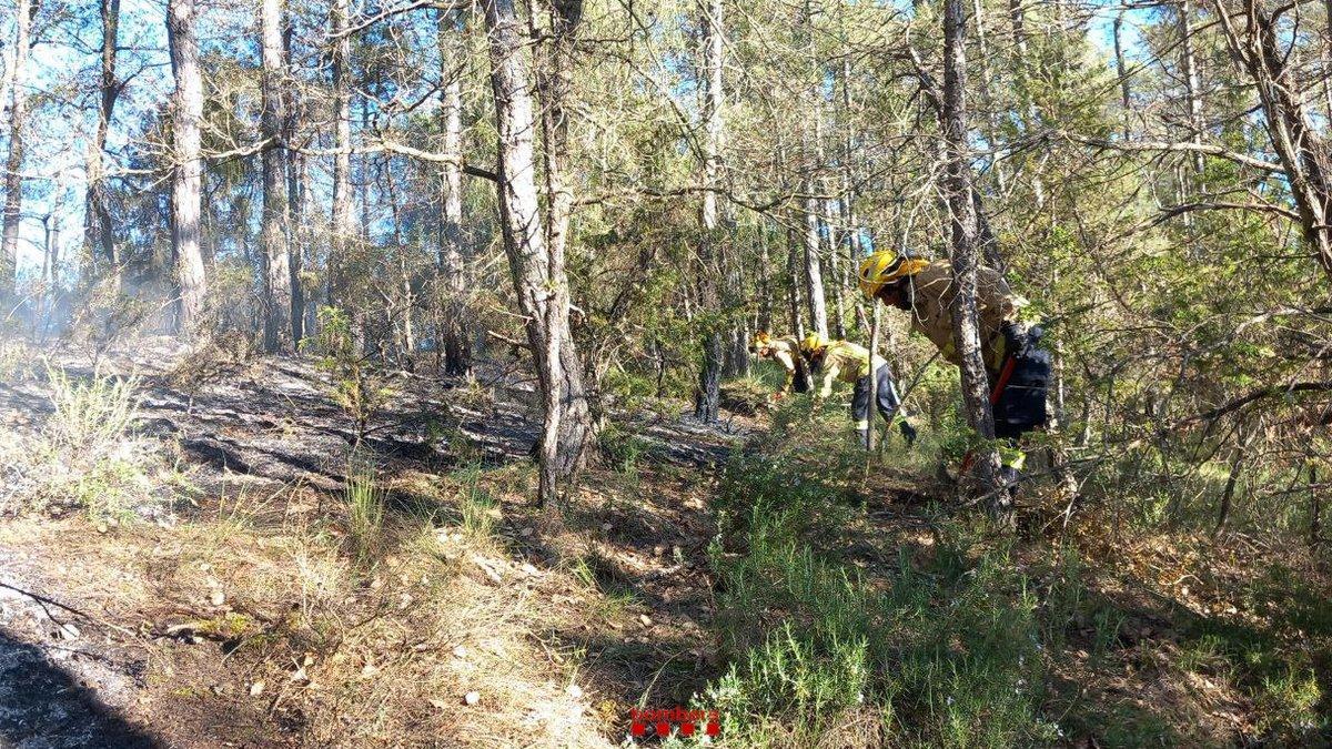 Bombers a la zona de l'incendi de la Bassella, a l'Alt Urgell