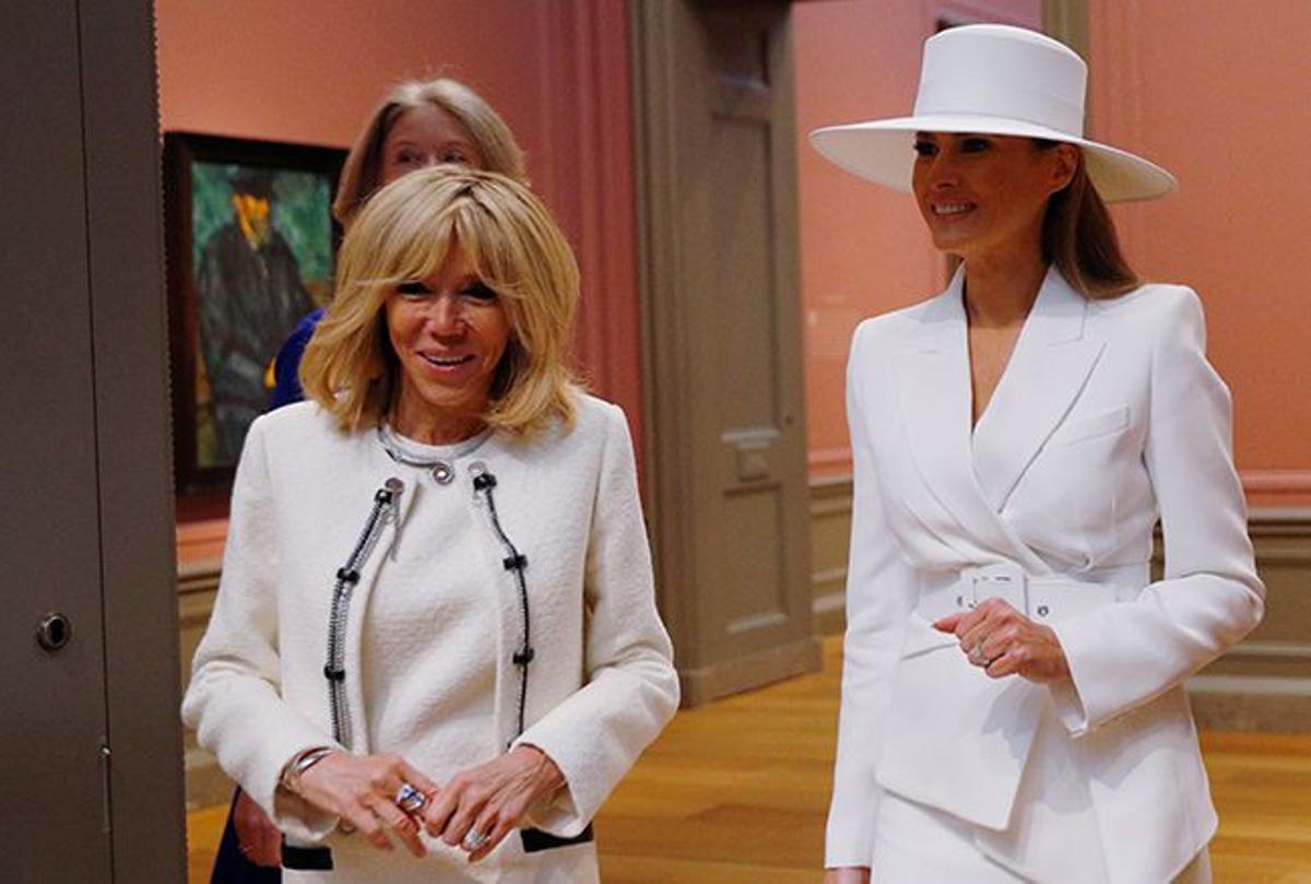 Brigitte Macron y Melania Trump en la National Gallery de Washington