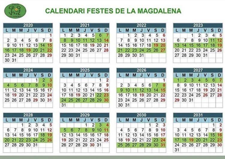 Estas son las fechas de la Magdalena para la próxima década