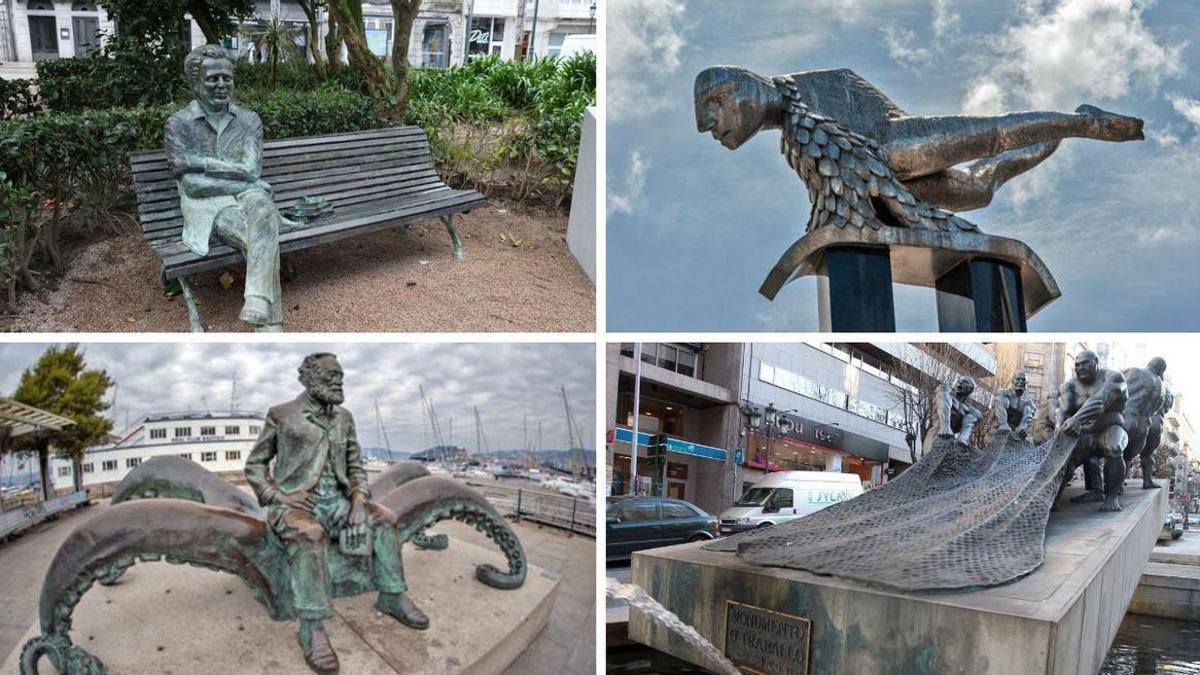 Estatuas significativas de la ciudad cuyos autores podrían ser candidatos a esculpir la imagen de Iago Aspas.