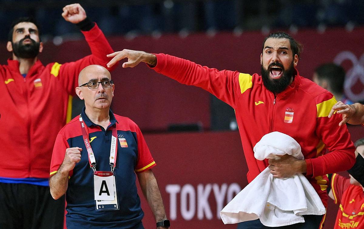 Jordi Ribera durant el partit contra Egipte que li va servir a la selecció espanyola per guanyar el bronze olímpic.  | AFP/FRANK FIFE