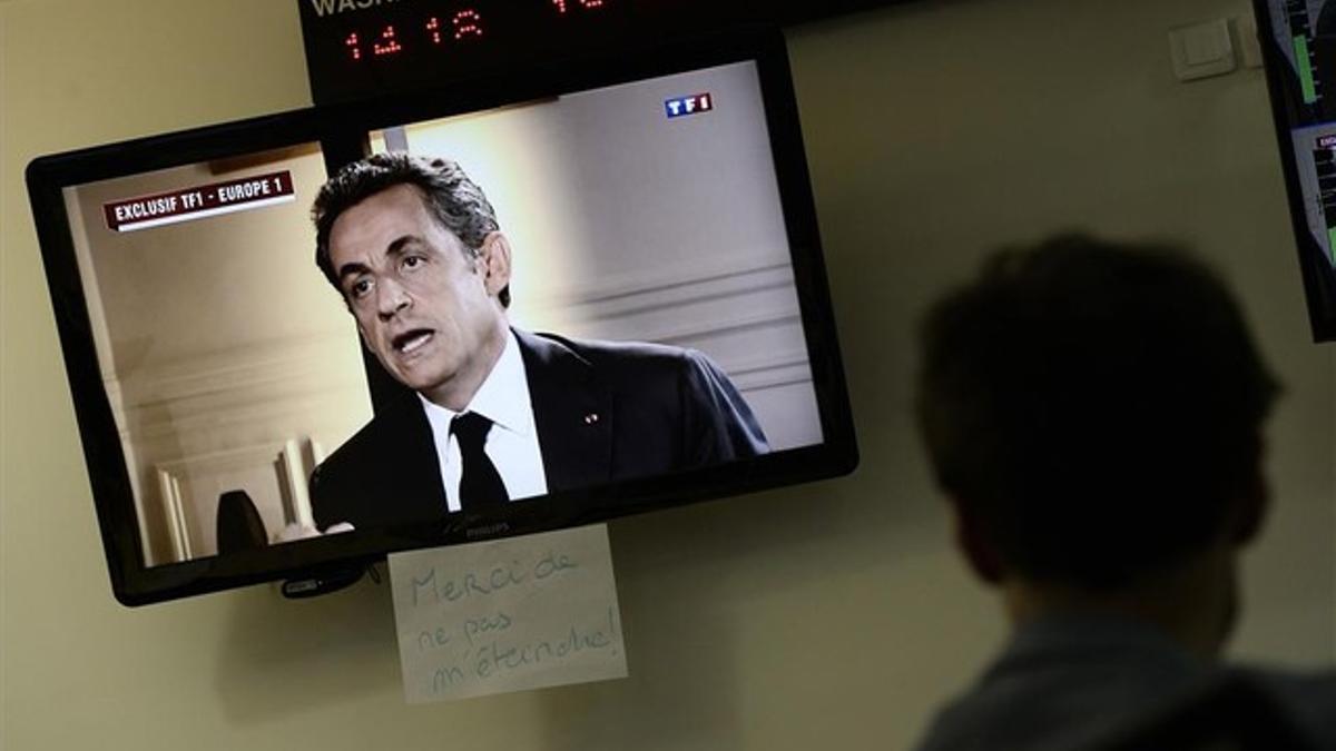 Imagen de Sarkozy en la entrevista emitida por la televisión TF1