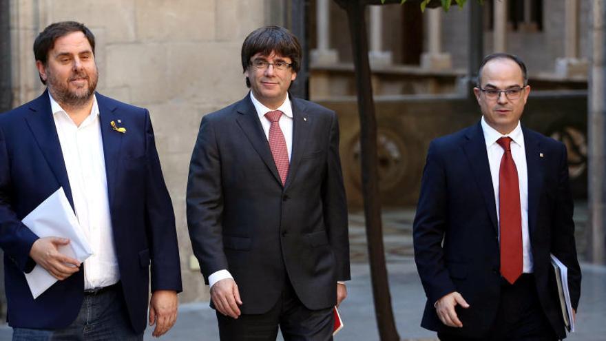 Junqueras, Puigdemont i Turull en una imatge d&#039;arxiu