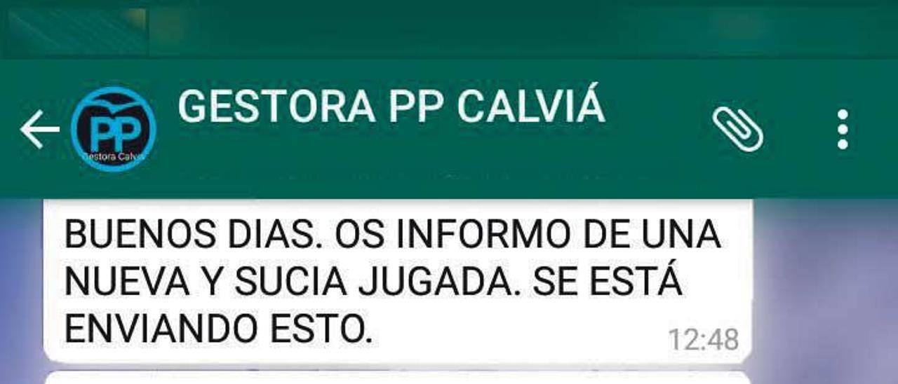 En foros internos de la dirección actual del PP de calvià, ha sentado mal el tono de determinados mensajes anunciando el acto de presentación de Carlos Delgado para el día 30. Ese malestar queda patente, por ejemplo, en esta conversación de un grupo de WhatsApp oficial del PP local, en que alguno de sus miembros llega a hablar de &quot;sucia jugada&quot;.