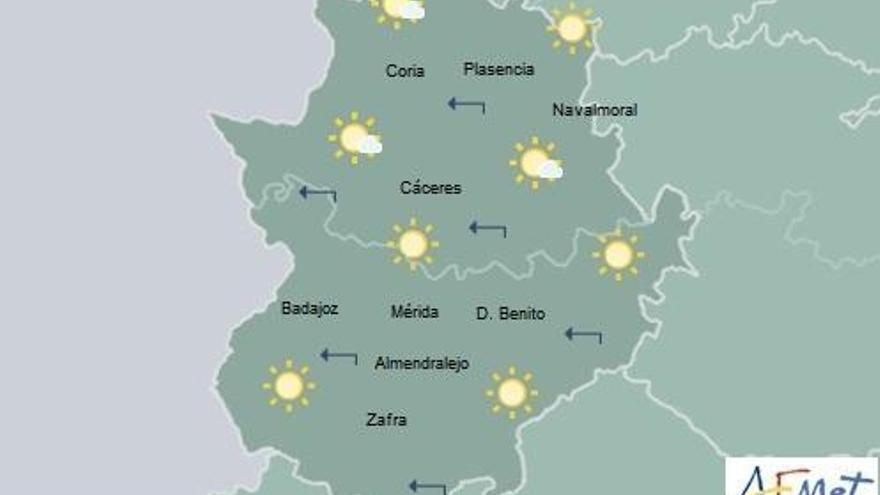 Cielo poco nuboso y temperaturas mínimas en ligero ascenso