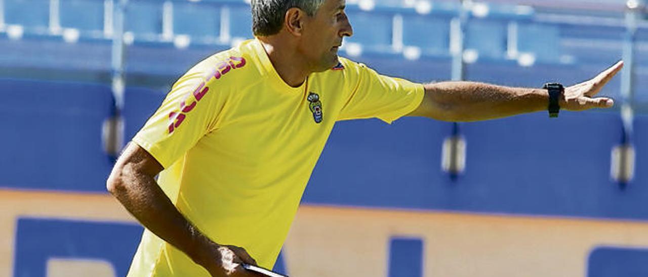 Setién, durante un entrenamiento.