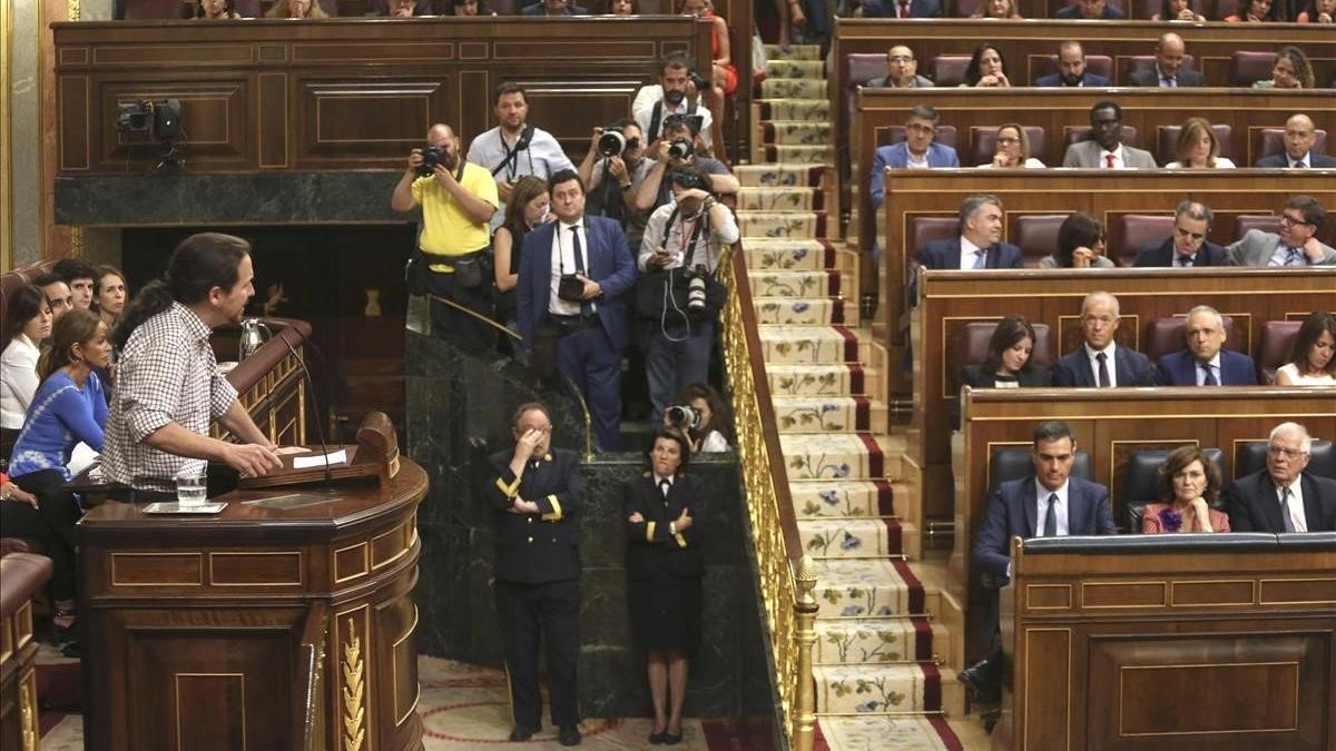 Pablo Iglesias, en la última jornada de la investidura.