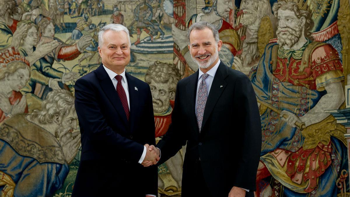 El rey Felipe recibe al presidente de la República de Lituania, Gitanas Nauseda, en Zarzuela.
