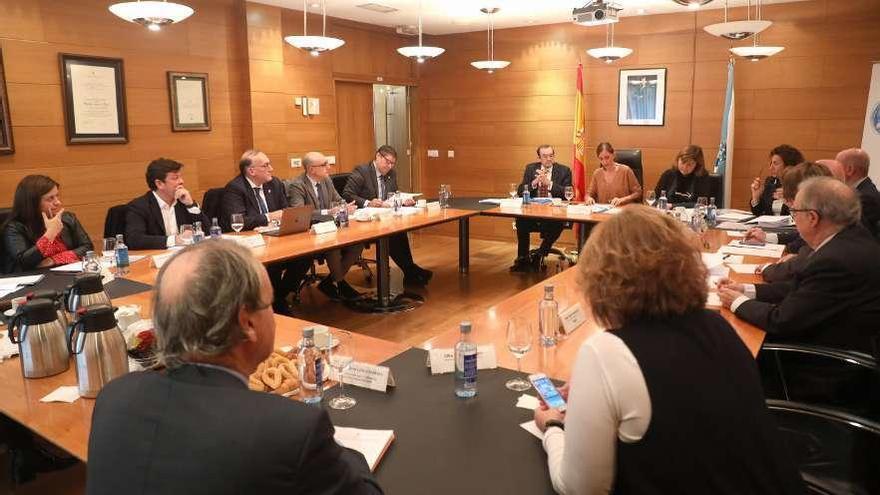 Reunión del Consello Galego de Universidades, ayer, en Santiago. // Xoán Álvarez