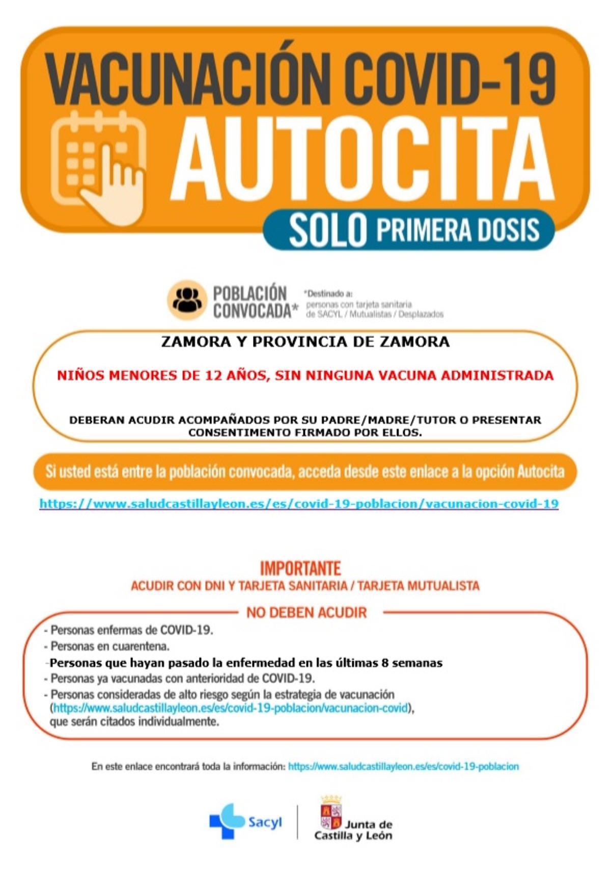 Cartel de vacunación en Zamora.