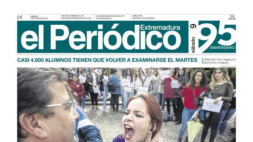 Esta es la portada de EL PERIÓDICO EXTREMADURA correspondiente al día 9 de junio del 2018