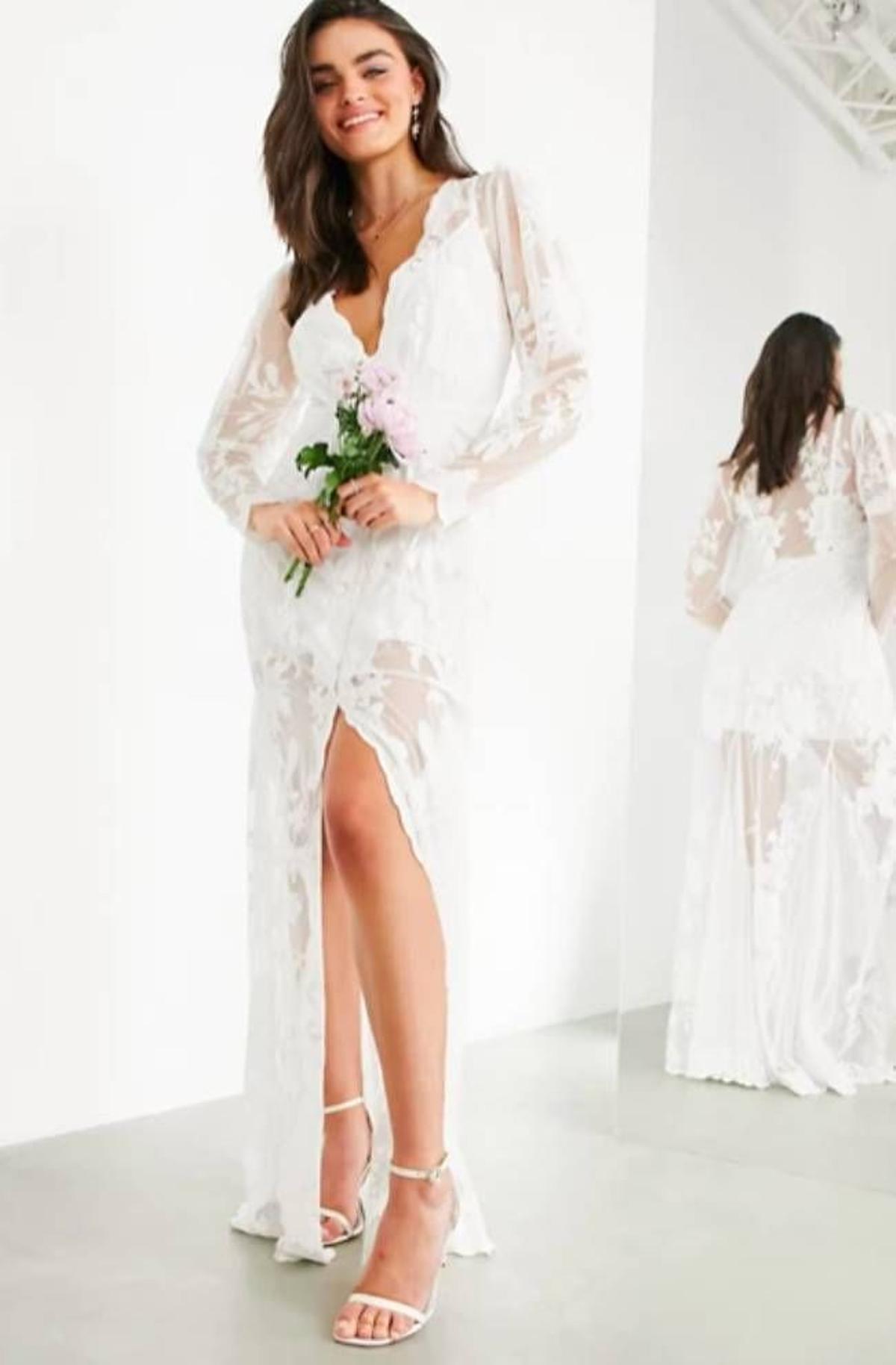 Vestido de boda con aplicación de bordado y manga estilo blusón Gayle de ASOS EDITION