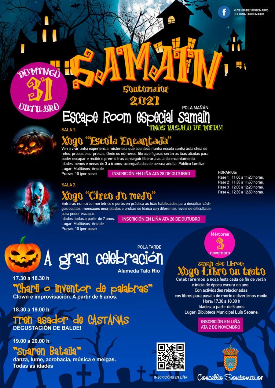 Cartel de actividades en Soutomaior por el Samaín 2021