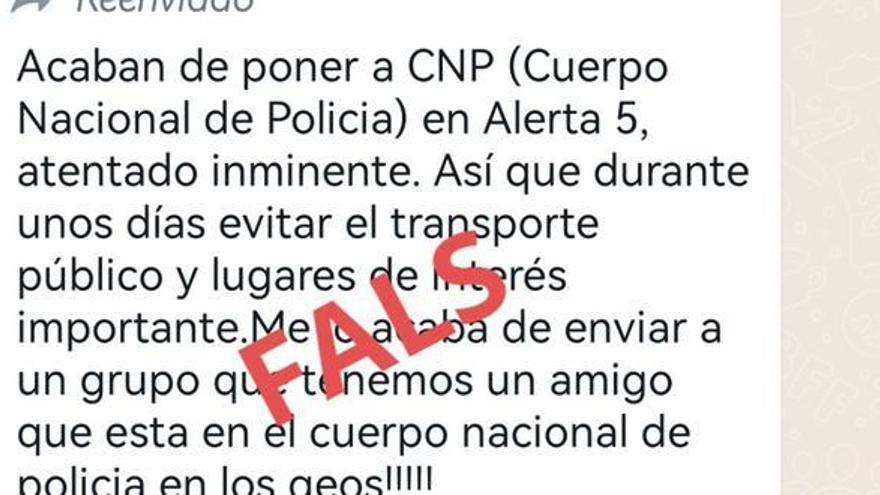 Els Mossos adverteixen d&#039;un missatge fals que alerta d&#039;un atemptat terrorista &quot;imminent&quot;