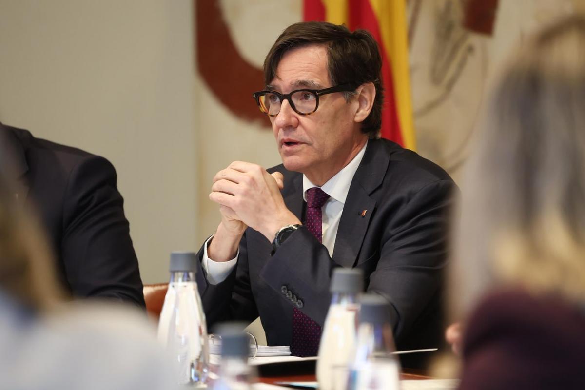 El president de la Generalitat, Salvador Illa, durante la reunión del Govern de este martes