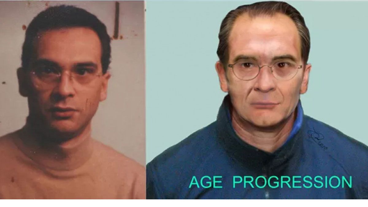 La imagen del 'capo' mafioso Matteo Messina hace 30 años y la recreación de cómo sería actualmente