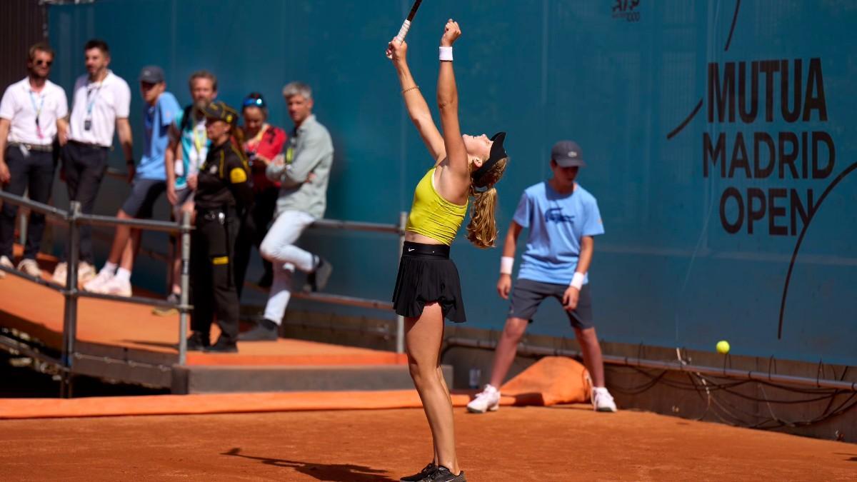 Andreeva celebra su victoria en Madrid
